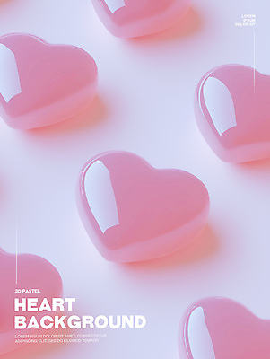 PSD 편집이미지 분홍색 백그라운드 그림자 사랑 사람없음 빛 3D 하트 광택 이미지편집 편집3D 모양 감정 컬러 디지털합성 파일형식