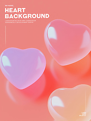 PSD 편집이미지 분홍색 백그라운드 사랑 사람없음 빛 반사 3D 하트 광택 이미지편집 편집3D 모양 감정 컬러 디지털합성 파일형식