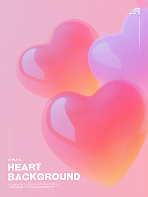 PSD 편집이미지 분홍색 백그라운드 사랑 사람없음 빛 3D 하트 광택 이미지편집 편집3D 모양 감정 컬러 디지털합성 파일형식