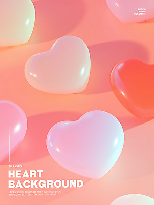 PSD 편집이미지 분홍색 백그라운드 그림자 사랑 사람없음 빛 3D 하트 광택 이미지편집 편집3D 모양 감정 컬러 디지털합성 파일형식