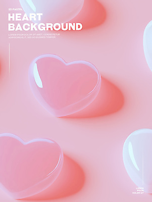 PSD 편집이미지 분홍색 백그라운드 그림자 사랑 사람없음 빛 3D 하트 광택 이미지편집 편집3D 모양 감정 컬러 디지털합성 파일형식