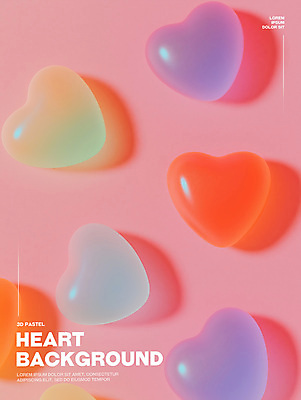 PSD 편집이미지 분홍색 백그라운드 그림자 사랑 사람없음 빛 3D 하트 광택 이미지편집 편집3D 모양 감정 컬러 디지털합성 파일형식