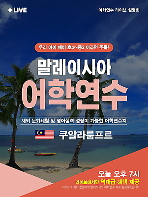 구름 편집이미지 영어 교육 포스터 안내 해변 사람없음 빨간색 야자수 어학연수 말레이시아 라이브 이미지편집 AI파일 자연요소 나무 문자 아시아 바다 컬러 유학 파일형식 벡터