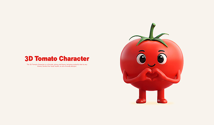 PSD 편집이미지 토마토 3D캐릭터 서기 미소 사람없음 빨간색 3D 귀여움 과일캐릭터 손하트 편집3D 캐릭터 컬러 컨셉 채소 모션 표정 손짓 디지털합성 파일형식