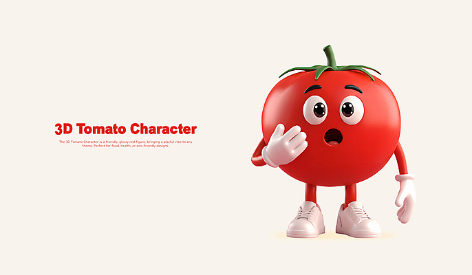 PSD 편집이미지 장갑 신발 토마토 3D캐릭터 사람없음 빨간색 3D 손들기 귀여움 놀람 과일캐릭터 편집3D 캐릭터 잡화 감정 컬러 컨셉 채소 모션 표정 디지털합성 파일형식