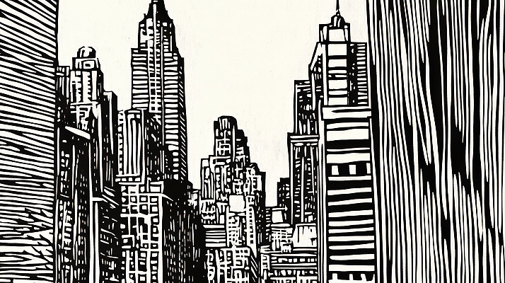 JPG 일러스트 흑백 빌딩 사람없음 건물 고층빌딩 도시 스케치 판화 국내일러스트 AI일러스트 AI콘텐츠 건축물 촬영기법 미술 파일형식