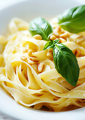 JPG 편집이미지 접시 잎 파스타 사람없음 초록색 잣 바질 플레이팅 편집실사 AI포토 AI콘텐츠 식물 식기 컬러 서양음식 견과류 상차림 CG 파일형식