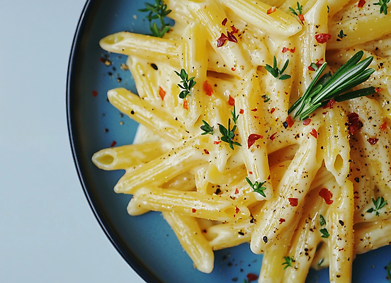 JPG 편집이미지 요리 사람없음 크림 로즈메리 펜네 플레이팅 편집실사 AI포토 AI콘텐츠 파스타 상차림 허브 CG 파일형식