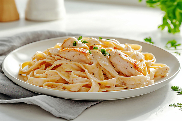 JPG 식물 편집이미지 파스타 요리 사람없음 닭고기 크림 손수건 편집실사 AI포토 AI콘텐츠 서양음식 육류 CG 파일형식