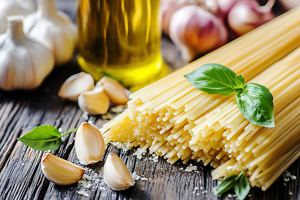 JPG 편집이미지 재료 파스타 마늘 사람없음 면 허브 올리브 편집실사 AI포토 AI콘텐츠 식물 열매 채소 서양음식 CG 파일형식