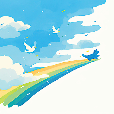 JPG 구름 무지개 일러스트 조류 하늘 풍경 사람없음 반려동물 고양이 죽음 비둘기 무지개다리 추모 국내일러스트 AI일러스트 AI콘텐츠 자연요소 동물 포유류 다리_건축물 파일형식