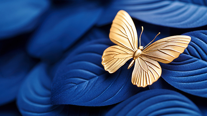 JPG 편집 편집이미지 나비 잎 사람없음 파란색 황금 이미지 편집실사 AI포토 AI콘텐츠 식물 컬러 곤충 CG 파일형식