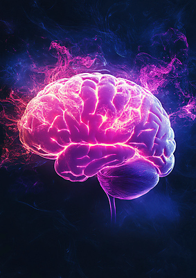 JPG 편집이미지 추상 미래 사람없음 빛 3D 보라색 뇌 네온 이미지편집 편집3D AI컴퓨터그래픽 AI콘텐츠 컬러 컨셉 무늬 디지털합성 파일형식