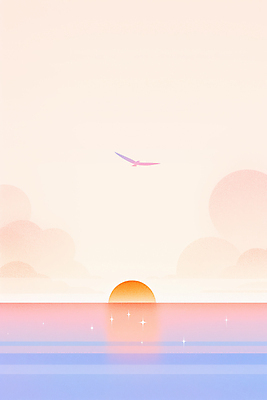 JPG 구름 바다 분홍색 일러스트 하늘 새해 해변 사람없음 일출 고요 비행 감성 수평선 국내일러스트 AI일러스트 AI콘텐츠 자연요소 컬러 컨셉 노을 파일형식