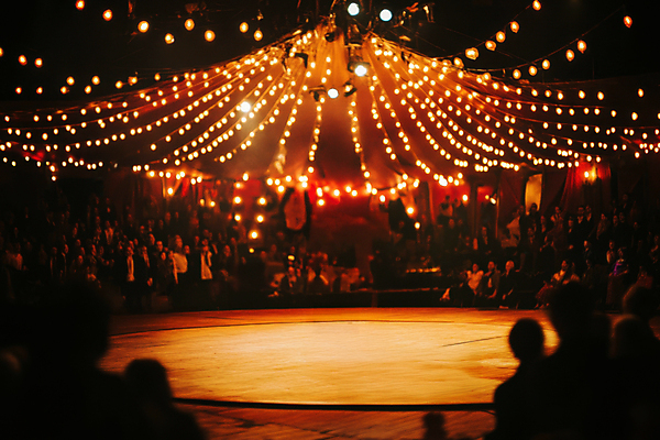 JPG 편집이미지 여자 남자 여러명 성인 빛 축제 공연 무대 화려 군중 야간 서커스 즐거움 알전구 성인만 편집실사 AI인물포토 AI콘텐츠 자연요소 감정 다수 컨셉 전구 사람 이벤트 CG 파일형식 AI포토