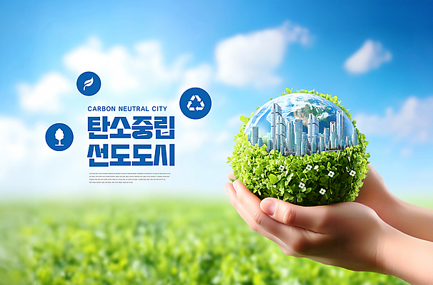 PSD 편집이미지 손 캠페인 자연 하늘 미래 들기 신체부위 환경 도시 원형 숲 에코 친환경 선도 탄소제로 재활용표시 이미지편집 도형 컨셉 모션 표시 사람 재활용 생태계 파일형식