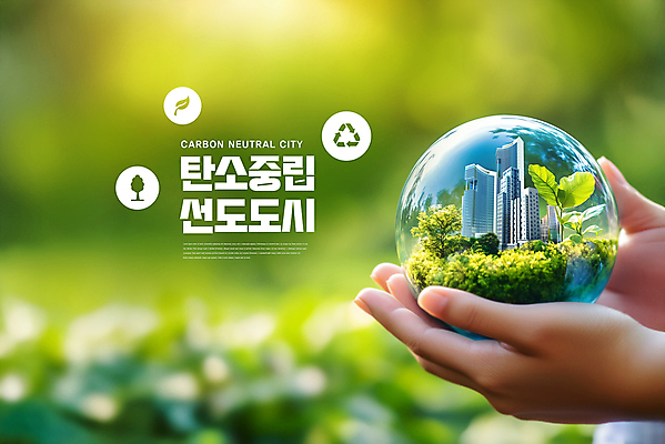 PSD 편집이미지 손 캠페인 자연 미래 들기 신체부위 연두색 빛 환경 도시 원형 숲 에코 친환경 선도 탄소제로 재활용표시 이미지편집 도형 컨셉 모션 표시 사람 초록색 재활용 생태계 파일형식