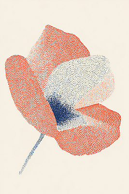 JPG 무료이미지 꽃 예술 일러스트 사람없음 빨간색 점묘화 국내일러스트 AI일러스트 AI콘텐츠 식물 컬러 미술 파일형식