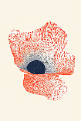 JPG 꽃 예술 일러스트 사람없음 빨간색 점묘화 국내일러스트 AI일러스트 AI콘텐츠 식물 컬러 미술 파일형식