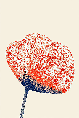 JPG 꽃 예술 일러스트 사람없음 빨간색 점묘화 국내일러스트 AI일러스트 AI콘텐츠 식물 컬러 미술 파일형식