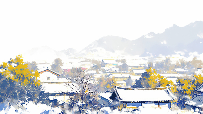 JPG 나무 겨울 일러스트 산 한옥 사람없음 마을 쌓인눈 눈내림 눈덮임 국내일러스트 AI일러스트 AI콘텐츠 식물 한국전통 계절 컨셉 고건축 눈_날씨 파일형식