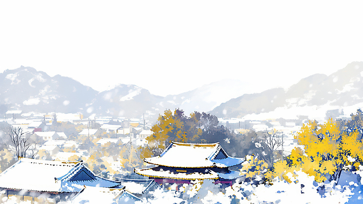 JPG 나무 겨울 일러스트 산 한옥 사람없음 마을 쌓인눈 눈내림 눈덮임 국내일러스트 AI일러스트 AI콘텐츠 식물 한국전통 계절 컨셉 고건축 눈_날씨 파일형식