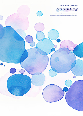 PSD 백그라운드 일러스트 수채화 사람없음 파란색 물방울 번짐 버블 국내일러스트 컬러 파일형식 효과