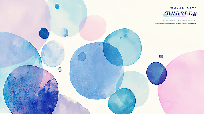 PSD 백그라운드 일러스트 수채화 사람없음 파란색 물방울 번짐 버블 국내일러스트 컬러 파일형식 효과