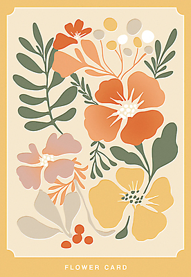 꽃 잎 꽃무늬 일러스트 프레임 사람없음 노란색 엽서 판화 국내일러스트 AI파일 카드프레임 식물 컬러 무늬 미술 편지 파일형식 벡터