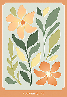 꽃 잎 꽃무늬 일러스트 프레임 사람없음 주황색 엽서 판화 국내일러스트 AI파일 카드프레임 식물 컬러 무늬 미술 편지 파일형식 벡터