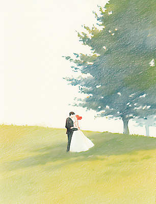 JPG 전신 나무 여자 남자 웨딩드레스 결혼 백그라운드 일러스트 포옹 색연필 그림자 풍경 정장 성인 두명 마주보기 로맨틱 잡기 성인만 국내일러스트 AI일러스트 AI콘텐츠 식물 드레스 옷 컨셉 안기 모션 학용품 사람 이벤트 파일형식