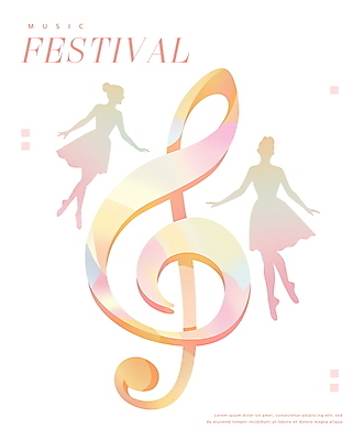 전신 PSD 여자 포스터 분홍색 일러스트 성인 두명 콘서트 무대 높은음자리표 발레 성인여자만 국내일러스트 컬러 음표 사람 공연 춤 여자만 성인만 파일형식