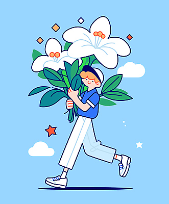 전신 남자 꽃다발 일러스트 청소년 한명 들기 파란색 백합 구름모양 십대남자한명만 국내일러스트 AI파일 모양 1 꽃 컬러 모션 사람 남자한명만 십대남자만 파일형식 벡터 구름_자연