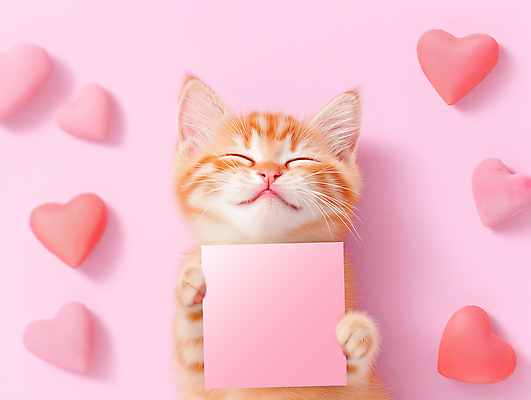 JPG 편집이미지 한마리 분홍색 들기 사람없음 눕기 귀여움 눈감음 팻말 하트 목업 반려묘 편집실사 AI포토 AI콘텐츠 모양 1 컬러 컨셉 모션 프레임 반려동물 고양이 CG 파일형식