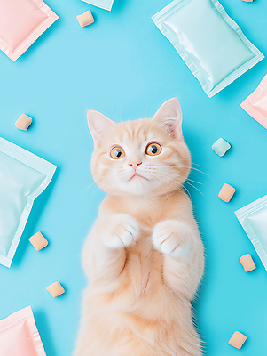 JPG 편집이미지 한마리 하늘색 사람없음 눕기 귀여움 파우치 목업 반려묘 편집실사 AI포토 AI콘텐츠 1 컨셉 가방 모션 파란색 반려동물 고양이 CG 파일형식