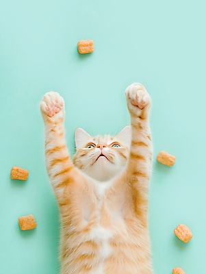 JPG 편집이미지 한마리 음식 사람없음 귀여움 손뻗기 민트색 목업 반려묘 애묘간식 편집실사 AI포토 AI콘텐츠 1 컬러 컨셉 모션 반려동물 고양이 CG 파일형식