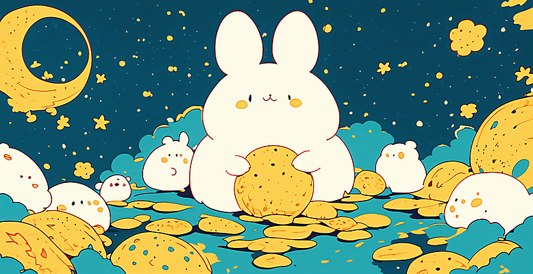 JPG 여러마리 일러스트 밤하늘 사람없음 귀여움 동전 꿈 달 토끼 행운 부 포근함 청록색 국내일러스트 AI일러스트 AI콘텐츠 자연요소 컬러 다수 컨셉 돈 포유류 하늘 반려동물 감각 재산 야간 파일형식