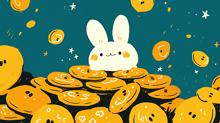 JPG 한마리 행복 일러스트 밤하늘 사람없음 귀여움 동전 토끼 부자 행운 부 청록색 감성 국내일러스트 AI일러스트 AI콘텐츠 1 감정 컬러 컨셉 돈 포유류 하늘 반려동물 재산 야간 파일형식