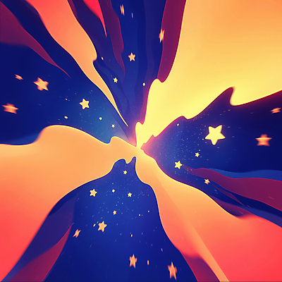 JPG 일러스트 사람없음 파란색 우주 주황색 별빛 스파크 국내일러스트 AI일러스트 AI콘텐츠 별 컬러 빛 파일형식