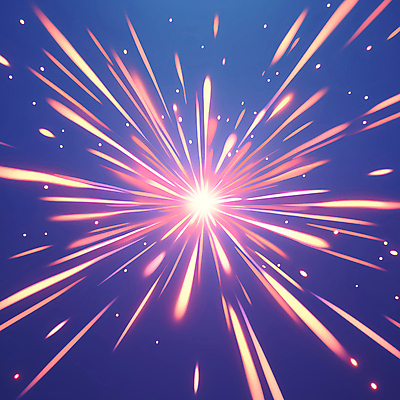 JPG 일러스트 사람없음 파란색 우주 주황색 폭발 별빛 스파크 국내일러스트 AI일러스트 AI콘텐츠 별 컬러 빛 파일형식