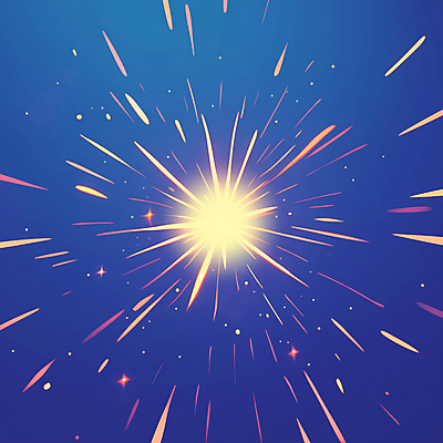 JPG 일러스트 사람없음 파란색 우주 주황색 중앙 폭발 별빛 스파크 국내일러스트 AI일러스트 AI콘텐츠 별 컬러 빛 파일형식