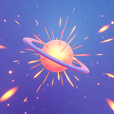 JPG 일러스트 사람없음 파란색 빛 우주 주황색 행성 스파크 국내일러스트 AI일러스트 AI콘텐츠 컬러 파일형식