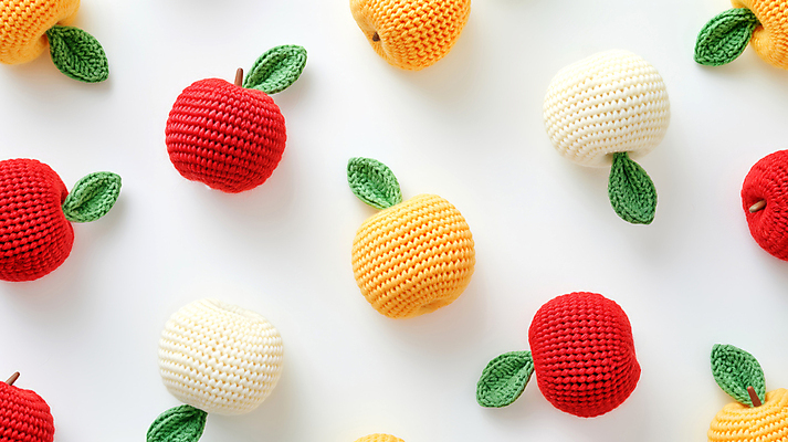 JPG 편집이미지 백그라운드 패턴 사람없음 귀여움 뜨개질 사과 디지털합성 수공예 편집소스 편집실사 AI포토 AI콘텐츠 컨셉 무늬 과일 취미 공예 CG 파일형식