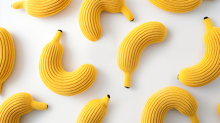 JPG 편집이미지 백그라운드 패턴 바나나 사람없음 귀여움 뜨개질 디지털합성 수공예 편집소스 편집실사 AI포토 AI콘텐츠 컨셉 무늬 과일 취미 공예 CG 파일형식