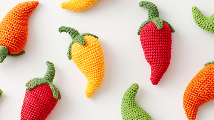 JPG 편집이미지 백그라운드 패턴 고추 사람없음 귀여움 뜨개질 디지털합성 수공예 편집소스 편집실사 AI포토 AI콘텐츠 컨셉 무늬 채소 취미 공예 CG 파일형식
