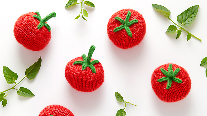 JPG 편집이미지 백그라운드 잎 패턴 방울토마토 사람없음 귀여움 뜨개질 디지털합성 수공예 편집소스 편집실사 AI포토 AI콘텐츠 식물 컨셉 무늬 토마토 취미 공예 CG 파일형식