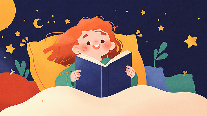 JPG 여자 어린이 일러스트 베개 밤하늘 동화 이야기 한명 소녀 상반신 책 독서 방 침대 풀 상상력 소녀한명만 국내일러스트 AI일러스트 AI콘텐츠 식물 1 가구 침구 하늘 사람 야간 여자한명만 소녀만 파일형식