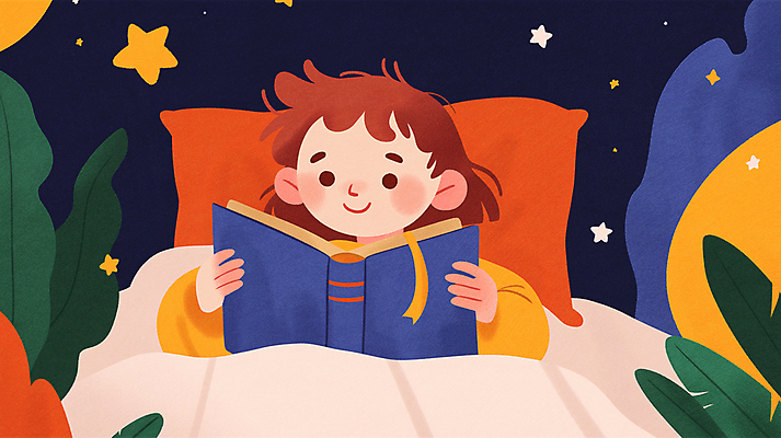 JPG 여자 어린이 일러스트 베개 밤하늘 동화 이야기 한명 소녀 상반신 책 독서 방 침대 풀 상상력 소녀한명만 국내일러스트 AI일러스트 AI콘텐츠 식물 1 가구 침구 하늘 사람 야간 여자한명만 소녀만 파일형식