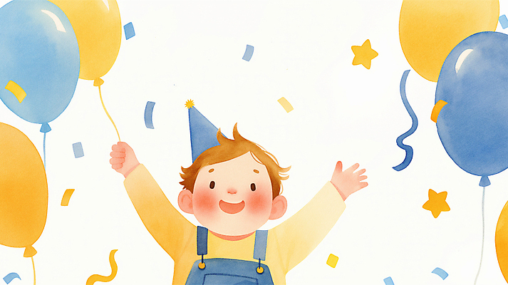 JPG 남자 행복 어린이 일러스트 한명 웃음 소년 상반신 파란색 노란색 파티 기쁨 만세 고깔모자 잡기 꽃가루 생일축하 풍선 가랜드 소년한명만 국내일러스트 AI일러스트 AI콘텐츠 모자_잡화 1 감정 컬러 모션 표정 사람 이벤트 축하 생일 가루 파티용품 남자한명만 소년만 파일형식
