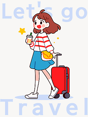 전신 여자 여유 커피 어린이 여행 가방 일러스트 한명 들기 소녀 캐리어 잡기 테이크아웃컵 소녀한명만 일러캐릭터 AI파일 캐릭터 1 잡화 감정 음료 모션 사람 컵 여행가방 여자한명만 소녀만 파일형식 벡터